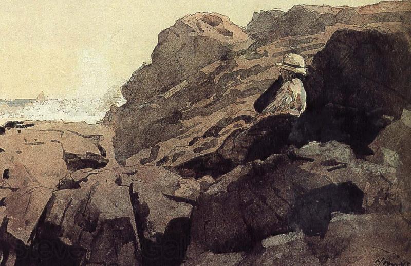 Winslow Homer A boy sitting on the rocks